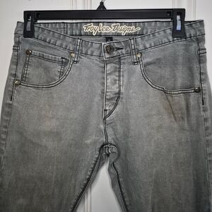 Troy Lee Designs Men's Grey Cotton Slim Fit Stretch Jeans